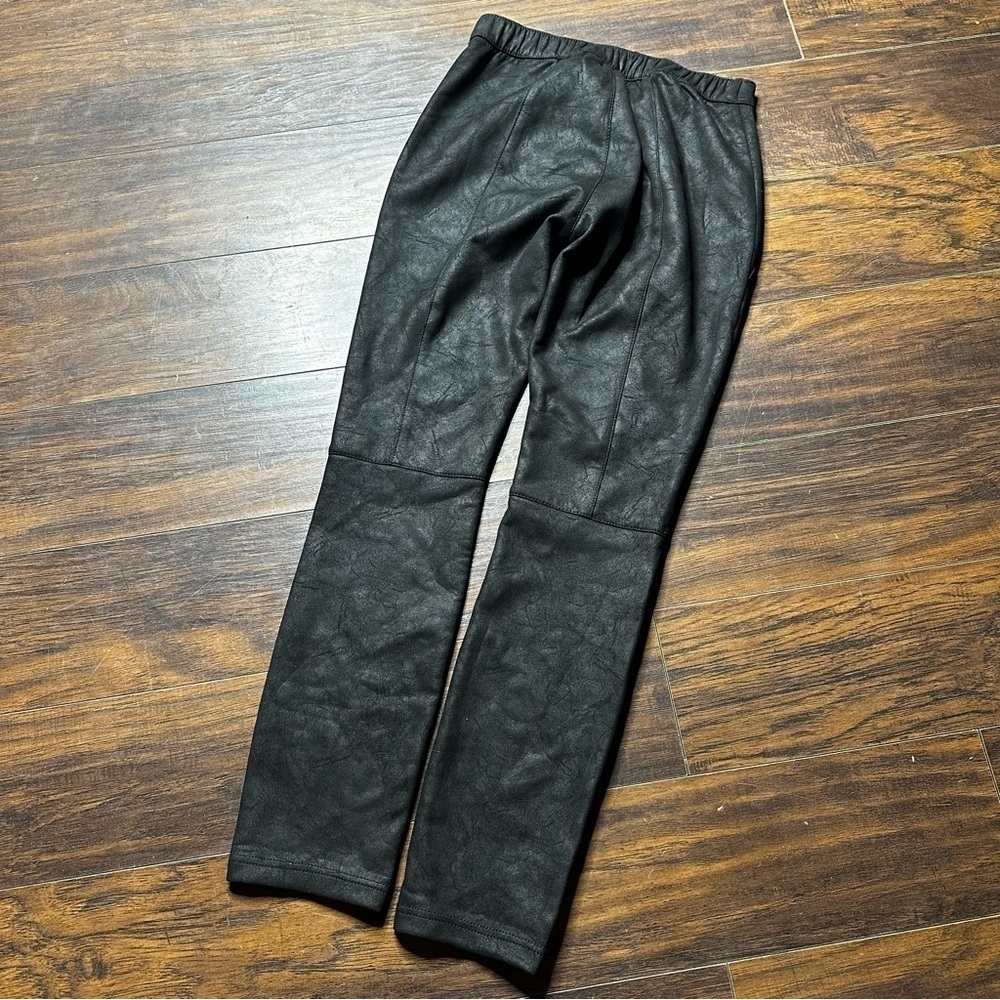 Soft Surroundings Black Faux Suede Leather Moto Leggings